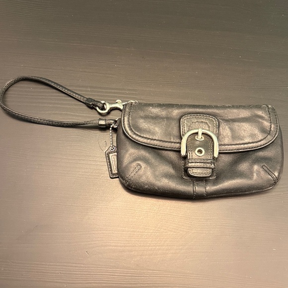 Coach Handbags - Coach Black Leather Wristlet with Buckle